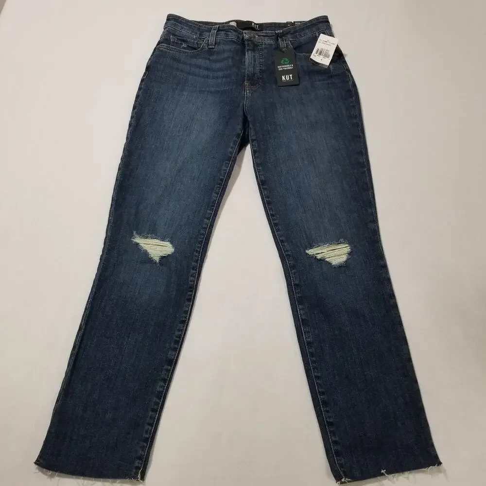 Kut From The Kloth Jeans 4 NWT High Rise Reese Fab AB Ankle Straight Leg Raw Hem - Picture 11 of 11